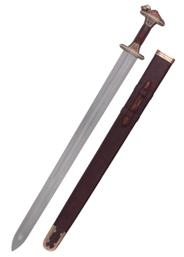 0116041200b_schwert_vendelzeit_sword_wikinger_vendelsvard_grave_32 Vendelzeit-Schwert mit Scheide, Messingheft