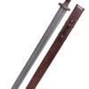 0116041201b_vendelzeit_schwert_damaststahl_vendel_period_sword_mittelalter Vendelzeit-Schwert mit Scheide, Messingheft, Damaststahl