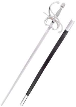 0116340500_rapier_renaissance_geschwungener_parier_lederscheide_mittelalter Renaissance Rapier mit geschwungenem Parier mit Lederscheide