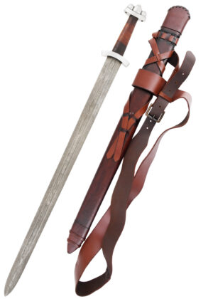 0116696604_wikingerschwert_schwert_fruehes_godfred_damastklinge_mittelalter_sword-1 Frühes Wikingerschwert Godfred mit Scheide, Damastklinge