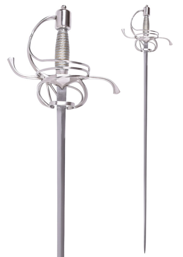 0180002527_schwert_rapier_swept_hilt_sword_mittelalter Deutsches Korbrapier mit Scheide, 17. Jh.