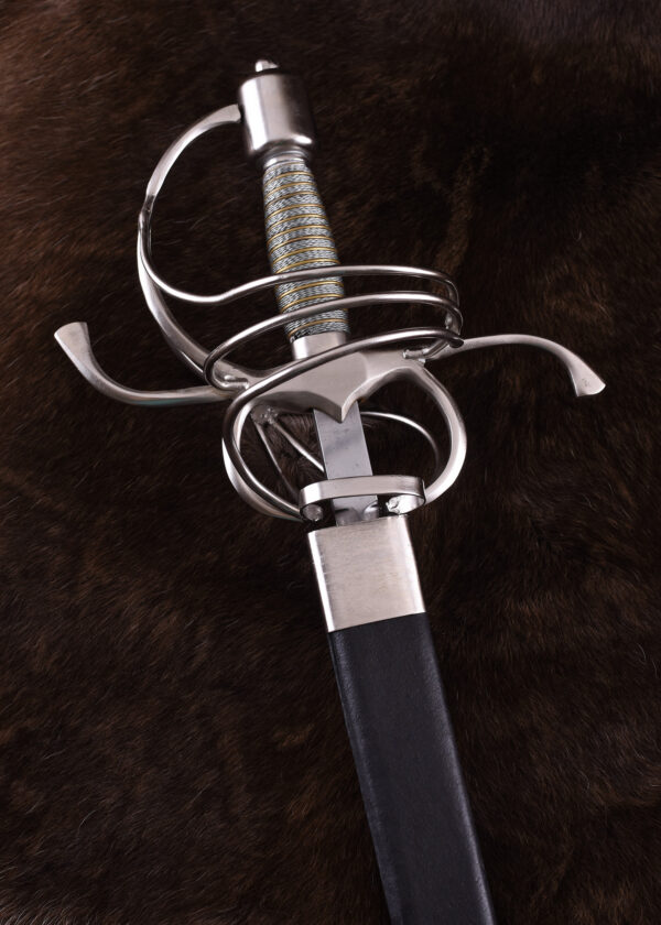 0180002527d_schwert_rapier_swept_hilt_sword_mittelalter Deutsches Korbrapier mit Scheide, 17. Jh.