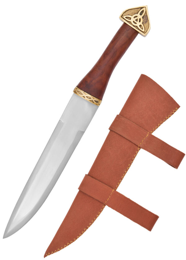 Wikinger-Sax mit brauner Lederscheide und Holzgriff