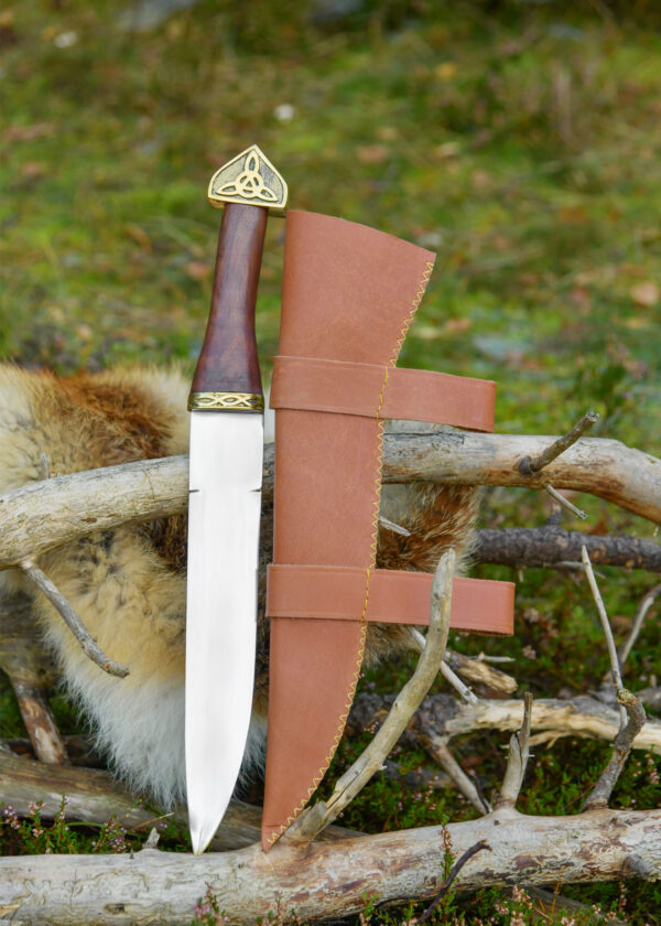 Wikinger-Sax mit brauner Lederscheide und Holzgriff