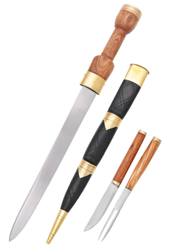 0216325122_schottischer_dirk_gabel_messer_scheide_mittelalter Schottischer Dirk mit Gabel, Messer und Scheide