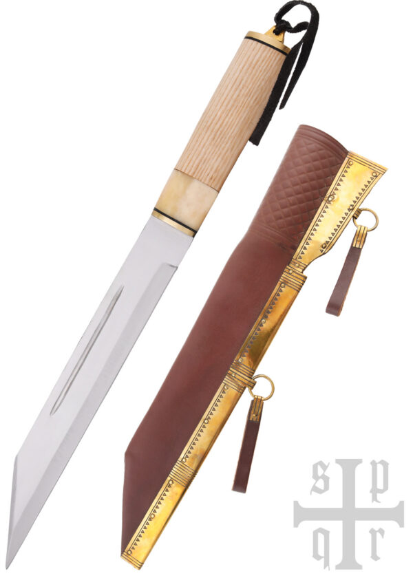 0264000217_sax_skramasax_karbohnstahl_holz_knochgriff_mittelalter Skramasax, Sax aus Karbonstahl mit Holz-/Knochengriff
