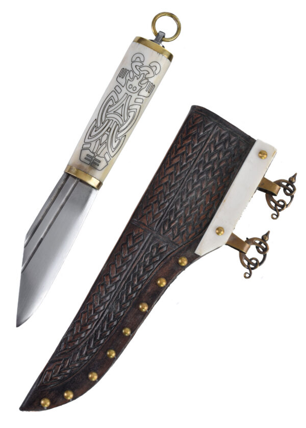 0316201800c_messer_wikinger_sax_knochengriff_borrestil_viking_seax Kleiner Wikinger-Sax, Knochengriff im Borrestil, 9./10. Jh.