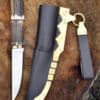 Wikinger Messer mit Hirschhorngriff und Scheide aus Leder