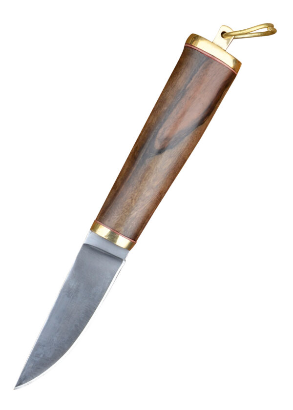 Wikinger Messer mit Griff aus Walnussholz und Lederscheide