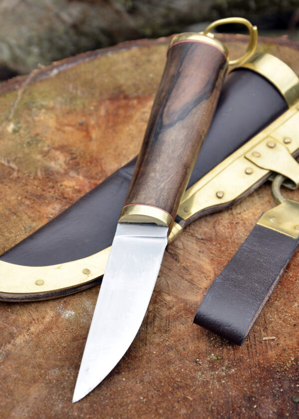 0369110031c_messer_wikinger_walnussgriff Wikinger Messer mit Griff aus Walnussholz und Lederscheide