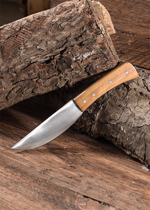 0397000402c_messer_lederscheide_knives Messer mit Griff aus Olivenholz und Lederscheide