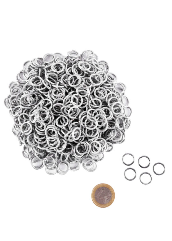 Voľné krúžky krúžkovej zbroje, 3 kg balenie, nenitované, pozinkované, 9mm ID