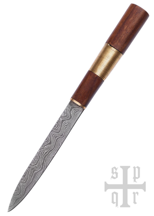 0564000226_messer_wikingermesser_viking_knife_damast_wikinger Wikinger-Messer aus Damaststahl mit Holz-/Messinggriff
