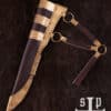 Wikinger-Messer aus Damaststahl mit Holz-/Messinggriff
