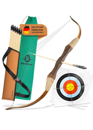 0654000101_bogen_bowrilla_holzbogen_set_kinder_16_teile_bogenlaenge_100cm Drevená súprava luku pre deti, 16-dielna, dĺžka luku 100 cm