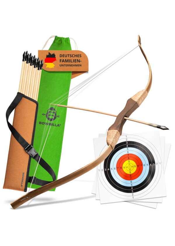 0654000104_bogen_bowrilla_holzbogen_set_kinder_16_teile_bogenlaenge_85cm-1 Drevený luk pre deti, 16-dielna súprava, dĺžka luku 85 cm