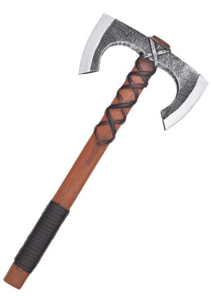0900400340_doppelaxt_larpaxt_wikinger_jorvak_polsterwaffe_larp_fantasy LARP vikingská dvojitá sekera Jorvak, polstrovaná zbraň, 42 cm