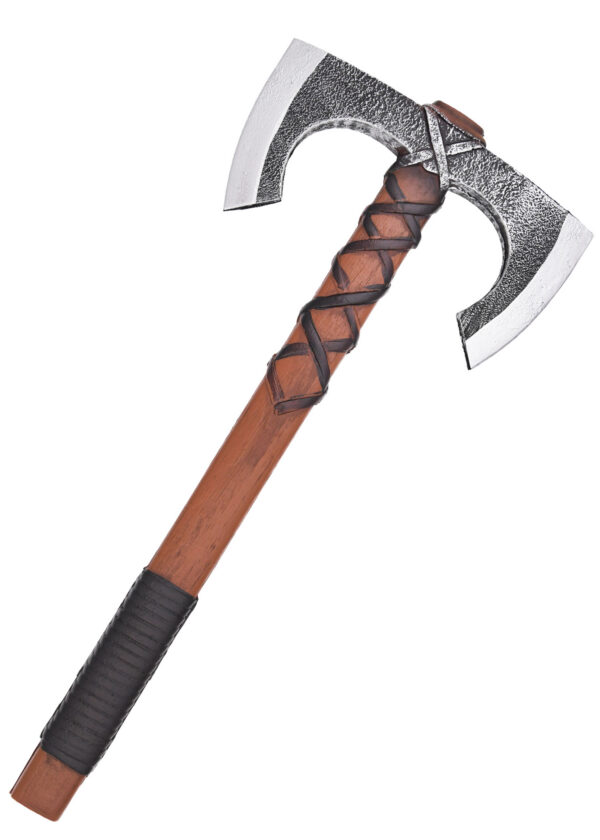 LARP vikingská dvojitá sekera Jorvak, polstrovaná zbraň, 42 cm