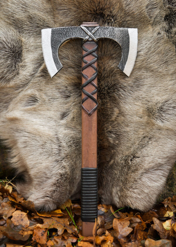 LARP vikingská dvojitá sekera Jorvak, polstrovaná zbraň, 42 cm