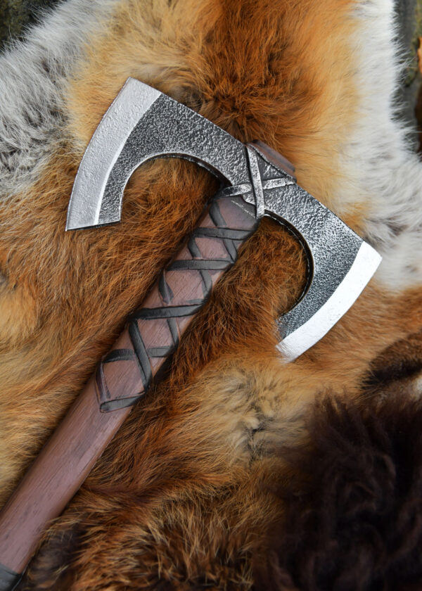 LARP vikingská dvojitá sekera Jorvak, polstrovaná zbraň, 42 cm