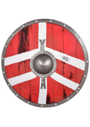 0901100080_schild_wikingerschild_bjornir_larp_polsterschild_fantasy LARP vikingský štít Bjornir, červeno-biely, 60 cm
