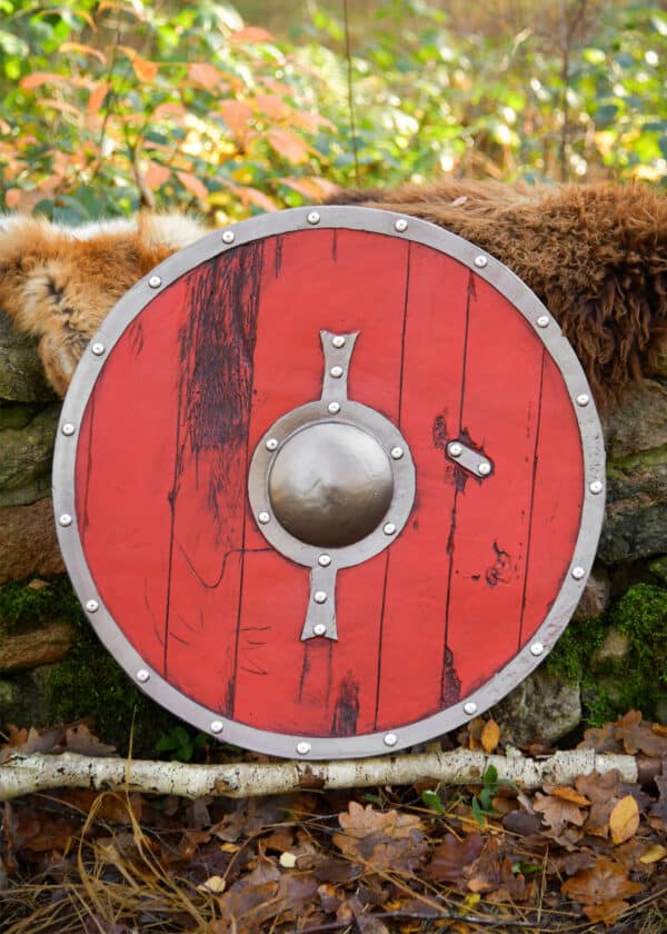 LARP vikingský štít Skjaldar, červený, 60 cm