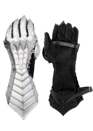 1001103512_plattenhandschuhe_handschuhe_blank_vernietet_mittelalter Plattenhandschuhe, blank, vernietet und vernäht