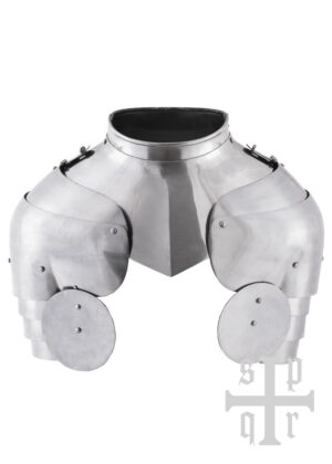 1064000023_schulterschutz_plattenruestung_kragen_shoulders_bevor_mittelalter_spqr Mittelalterlicher Ringkragen mit Achseln, 14. Jh., 1,6 mm Stahl