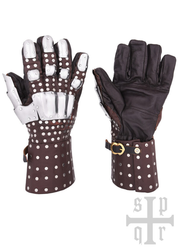 1064000542_panzerhandschuhe_handschuhe_mittelalter_visby_plattenhandschuhe Mittelalterliche Panzerhandschuhe, Visby, Typ III, 14. Jh., versch. Farben