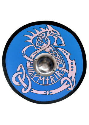 1116003700_schild_wikingerschild_fenrir_handbemalt_mittelalter Wikingerschild mit Fenrir-Motiv, handbemalt, 61 cm (24 Zoll)