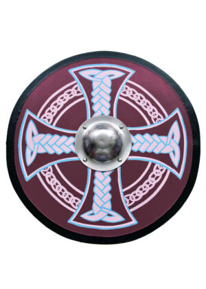1116003800_schild_wikingerschild_handbemalt_keltenkreuz_mittelalter Wikingerschild mit Keltenkreuz-Motiv, handbemalt, 61 cm (24 Zoll)