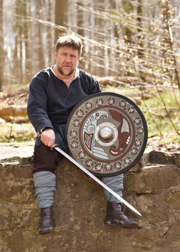 1116003900c_schild_wikingerschild_rabenmotiv_triquetras_mittelalter Wikingerschild mit Raben-Motiv und Triquetras, 61 cm (24 Zoll)