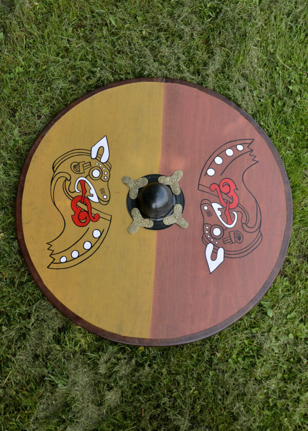 1116437000c_rundschild_schild_wikinger_shield_viking_mittelalter Wikinger Rundschild, aus Holz, mit nordischem Pferdemotiv