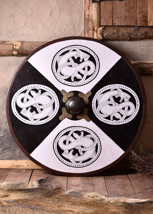 1116437400b_schild_rundschild_wikinger_holz_greiftier-bemalung_vikings Wikinger Rundschild, aus Holz, mit Greiftier-Bemalung