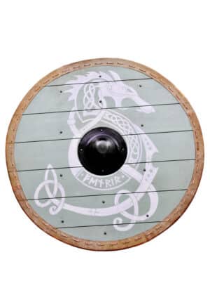 Wikingerschild 'Fenrir' mit Rohhaut-Umrandung, 80 cm