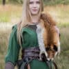 Breiter Ledergürtel, Doppelgürtel mit Flechtnaht, Unisex, dunkelbraun