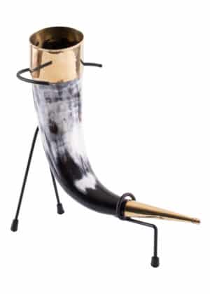 Vikingský pitný roh so stojanom