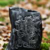 1375884016b_hornbecher_horn_becher_carving_holzfussboden_mittelalter_lagerleben Rohovinový pohár, korbeľ s dreveným dnom a motívom Odina