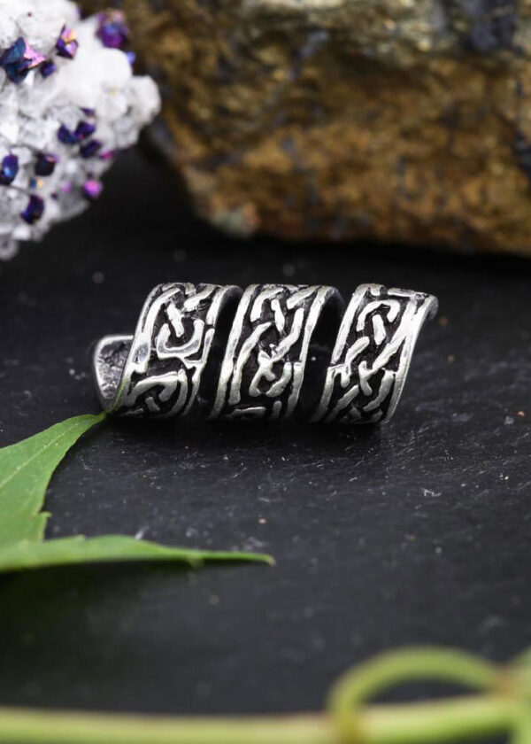 1404164300d_schmuck_bartperle_mittelalter_keltischer_knoten_silber Stredoveká korálka do brady s keltským uzlom zo striebra