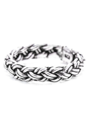 Strieborný vikingský prsteň s pleteným vzorom