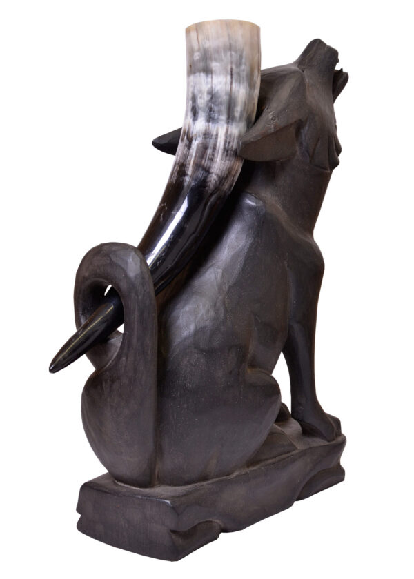 1504811022b_trinkhornstaender_holz_wolf-2 Wolf, Trinkhornständer aus Holz, braun