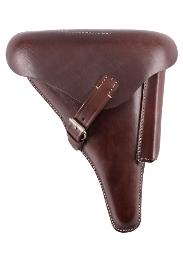 1601000802_pistolenholster_pistol_holster_P08 Pistolenholster für P08 aus braunem Leder
