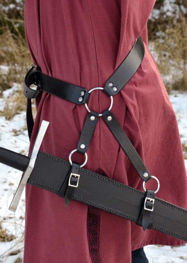 Mittelalter Schwertgürtel aus schwarzem Leder