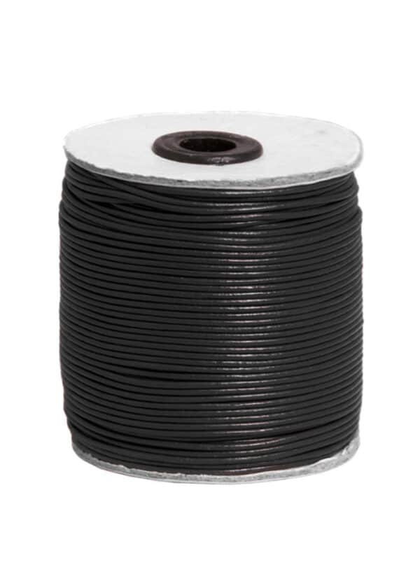 Lederband aus Ziegenleder, Rundriemen 1,5 mm, schwarz, 100 m Rolle
