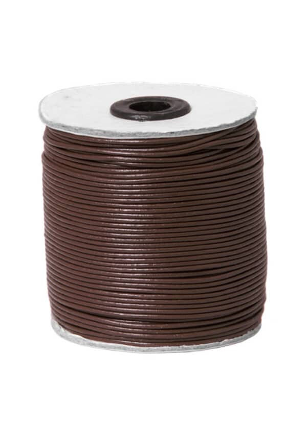 Lederband aus Ziegenleder, Rundriemen 1,5 mm, braun, 100 m Rolle