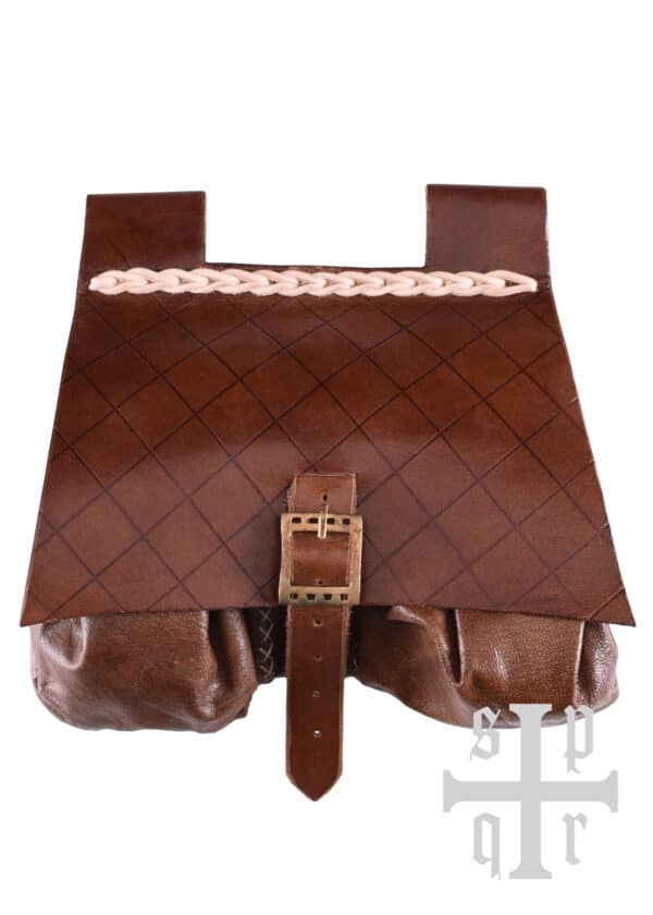 Mittelalterliche Ledertasche, 14. Jahrhundert, Braun