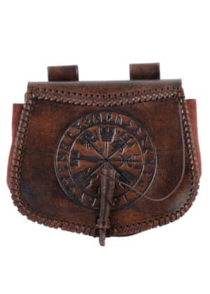 Kožený opasok s razbou Vegvísir, hnedý