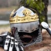 Helm von Robert Bruce, Mittelalter-Beckenhaube mit Brünne, 1,6 mm Stahl
