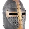 Topfhelm mit klappbarem Visier, 1,6 mm Stahl, Antikfinish