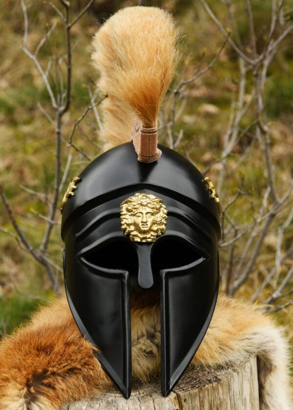 Italo-Korintherhelm mit Helmbusch, schwarz, verziert